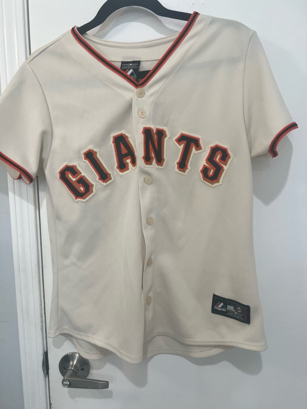Majestic Cream Giants Kids Baseball Jersey with Orange & Black Trim